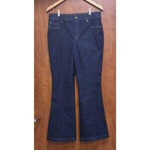 SPANX Everywear Flare Denim Jeans Women's L Raw Indigo Dark Wash Tummy Tamer